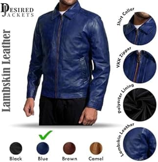 Mens Leather Jacket - Real Lambskin Classic Vintage Style Leather Jackets For Men Brown Leather Jacket for Mens