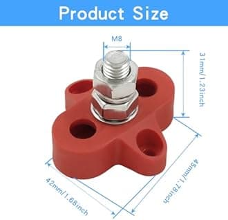 M8 Single Stud Battery Junction Post Power Terminal Block Sets 1 Pair Power and Ground Distribution Studs Bus Bar Connector for RV Boat Truck Car(Red and Black)
