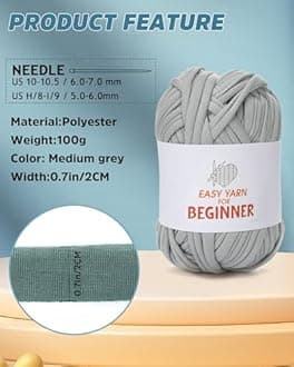 T-Shirt Yarn for Crocheting & Knitting - 2 PC Chunky Thick Yarn for Bags, Blankets, Cushions & Slippers - 100g2 (3.5oz2) - DIY Handmade Knitting Gift