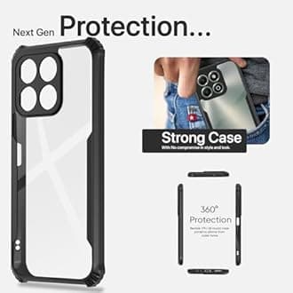 Zubitech Honor X7c Clear Hard PC Back Cover Case with Shockproof Premium TPU Black Border 360 Degree Impact Resistant Camera lens Protection Transparent Cover For Honor X7c