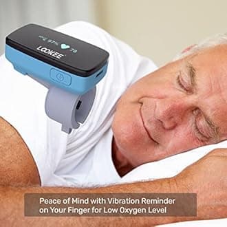 LOOKEE O2 Monitor | Oxygen & Heart Rate Tracker | Vibrating Notification for Low O2 Level | Free Mobile App for Sleep Insights | Fitness, Sports Or Aviation Use Only