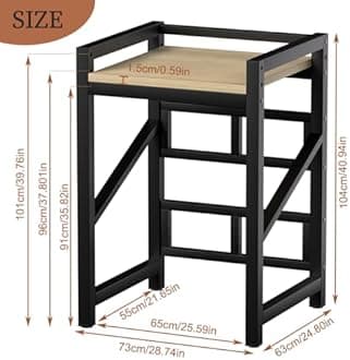Over The Washer and Dryer Storage Shelf, Height Adjustable Washer Dryer Machine Stacking Rack, Space Saver Washer Dryer Stacking Kit, Metal Frames (Black Washer Dryer Stacking Kit)