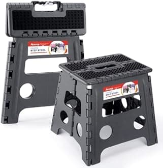 ACSTEP 13" Folding Step Stool- Holds up to 300Lb,The Lightweight Non-Slip Upgrade Collapsible Stepping Stool is Sturdy Enough to Support Adults and Safe Enough for Kids(Grey,1 Pack)