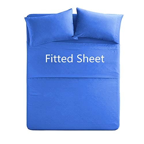 Twin Size Cotton Fitted Sheet Only - 250 Thread Count Premium Cotton Fabric - Deep Pocket,Breathable,Soft - Machine Washable (Twin,Royal Blue)