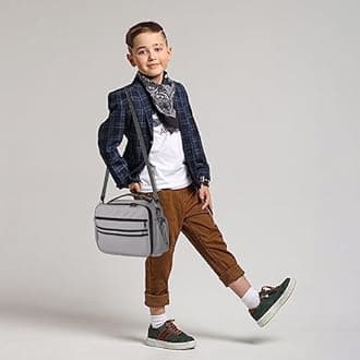 Cerbonny Kids Lunch Box, Gray, Unisex, Polyester, With Insulated Interior, Four Carrying Options, and Big Capacity