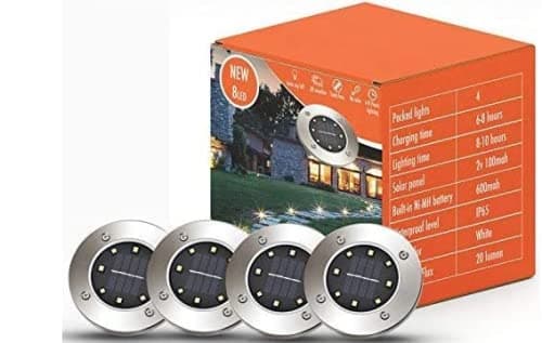 Solar Lights Outdoor, Pathway Disk Lights, 4 Pack 8-LED Solar Powered Waterproof Exterior for Patio Deck Yard Garden Path Pool Home Driveway Stairs Step (White-Upgraded)