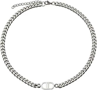 Classic silvery Letter Necklace – Stylish Cuban Chain Choker – Elegant Gift for Women & Teens