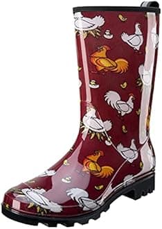 HISEA Women's Rain Boots Waterproof Rubber Rain Shoes for Ladies Mid Calf Garden Boots with Comfort Insole