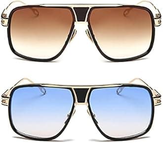Dollger Sunglasses for Men Oversize Classic Black Shades Goggle Retro Gold Alloy Frame Sun Glasses