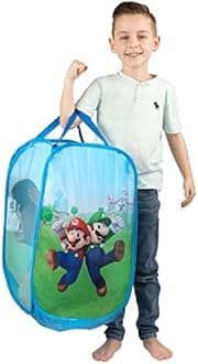 Kids Room Collapsible Storage Bin Pop Up Hamper, One Size, Super Mario