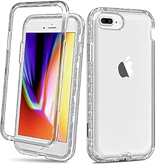 Hython Crystal Clear iPhone 8 Plus/7 Plus Case - Heavy Duty Defender Protective Hard Shell Hybrid Shockproof Rubber Bumper Phone Cover