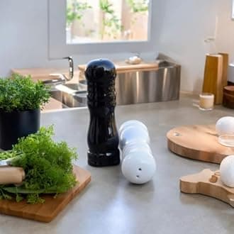 Salt Pepper Set for Dining Table & Kitchen | Ceramic Salt and Pepper Shakers, Salt Pepper Dispenser, Container, Sprinkler | Home | Cafe | Office - 60 ML (Chess)