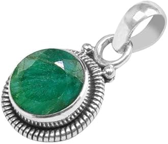 Gemstone 925 Sterling Silver Pendant Necklace For Women Girls- Natural Gemstone Solitaire Handmade Pendant