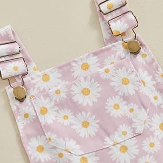 Toddler Baby Girl Overalls Romper Outfit Kids Ruffle Sleeve Tops T-Shirt + Floral Suspender Pocket Shorts Clothes Set