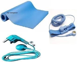 Sky-Zero Volt Therapy kit Grounding Mat Pad Earthing Sheet With 3 pin Plug & Grounding Wrist Band for Grounding Human body volatge (SIZE) (1X2 FT)