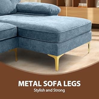 82" Chenille L Shaped Sectional Couches for Living Room, 3 Seater Comfy Modular Sofa with Chaise for Small Spaces,Mid Century Modern,Deep Seat,Light Blue