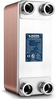 Alecoil 5"x12" 50 Plates Heat Exchanger with 1-1/4" MPT Port Water to Water 316L Stainless Steel Brazed Plate Heat Exchanger for Water Heating, Floor Heating, Commercial and Industrial Refrigeration