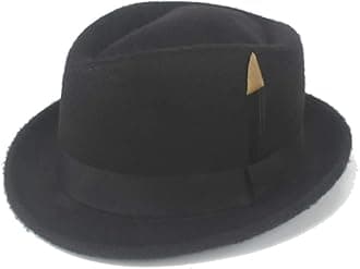 Hipster 2019 Fedora Hat Fashion Felt Wool Black Feather Ladies Hat Men's Panama Jazz Hat Gangster Hat (Color : Black, Size : 56-58cm)
