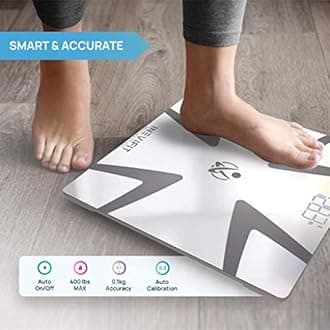 INEVIFIT Smart Body Fat Scale, Highly Accurate Bluetooth Digital Bathroom Body Composition Analyzer White Large Platform 11"X11