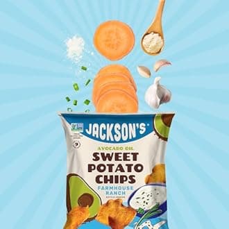 Jackson’s Sweet Potato Farmhouse Ranch Kettle Cooked Chips - with Premium Avocado Oil (1 oz, Pack of 15) - Gluten-Free, Peanut Free, Vegan, Allergen-Friendly - Shark Tank Product
