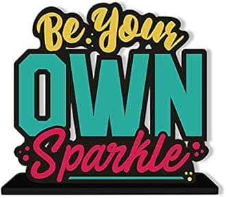 Artvibes Art Vibes Wooden Idols and Figurine Be Your Own Sparkle Motivational Quote Table Decor for Office Desk|Home Decor|Living Room|Bedroom|Wood Alphabet Showpiece Decorative Gifting Item(Sp_1113)