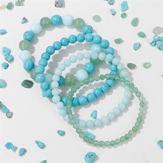 4pcs beaded bracelets for women,natural healing crystal gems bracelet,anxiety stress relief bracelet handmade purple jewelry gifts for women