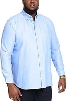 D555 Men's Plus Size Richard Basic Oxford Long Sleeve Shirt in 5 Colours 2XL to 6XL
