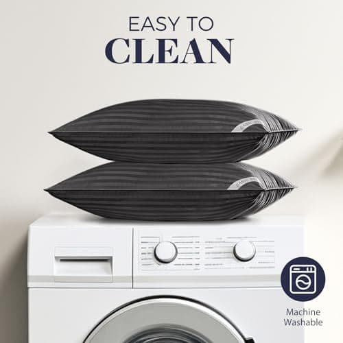 Basic Beyond Bed Pillows for Sleeping - King Size Pillows Set of 2 - Luxury Hotel Collection Down Alternative Pillows, Black, 20x36 Inches