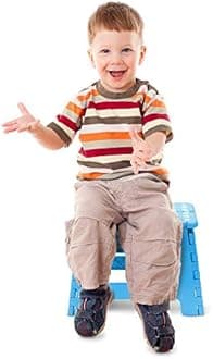 ACSTEP Acko Folding Step Stool Lightweight Plastic Step Stool,9 inch Foldable Step Stool for Kids,Non Slip Folding Stools for Kitchen Bathroom Bedroom (Blue)