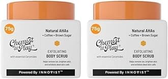Chemist at Play Exfoliating Body Scrub For Removing Tan & Dead Skin Cells | Rough & Bumpy Skin, Tanned & Pigmented Skin | For Smooth, Soft & Bright Skin | Natural AHAs | Coffee | For Men & Women | 75g