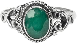Avicrafts Emerald Stone Ring 925 Sterling Silver Statement Ring For Women Handmade Gemstone Christmas Jewellery Gift For Her