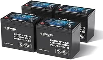 Renogy 12V 100Ah LiFePO4 Battery with 5000+ Deep Cycles, 12V Lithium Battery with BMS Protection & IP65, Backup Power for Van Caravan Campervan Motorhome Cabin Marine, Support Series/Parallel, 4 Pack