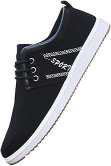tazimall New Casual Sneakers for Men Lace-Up Canvas Shoes Low Top Walking Shoes
