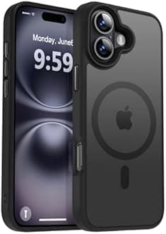 MOCCA Strong Magnetic for iPhone 16 Case, [Compatible with Magsafe][16FT Mil-Grade Drop Protection] Slim Thin Translucent Matte Protective Cover Case for iPhone 16 Phone Case 6.1", Black