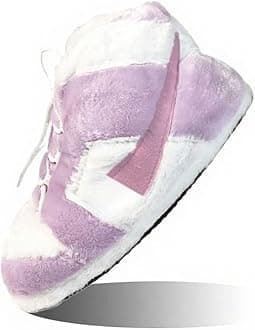 MOLERFO Sneaker Slippers Non-Slip Sole Plush Slippers Unisex Indoor Floor Cotton Shoes, Purple Zs, 4 UK