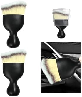 Ziciner 2 PCS Car Detailing Brush, Curved Soft Bristles Auto Removal Dust Collectors, Universal Vehicle Dashboard, Air Conditioner Vents etc Interior Cleaning Tool Accessories (Beige)