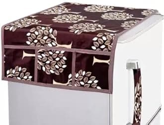 Heavy Quality Refrigerator Cover 1Pc Fridge Cover for Top with 6 Utility Pockets + 2 Handle Covers + 4 Fridge Mats