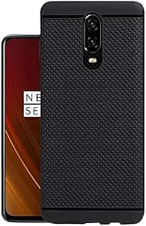 HELLO ZONE Exclusive Dotted Matte Finish Soft Rubberised Back Case Cover for Oneplus 6T - Black