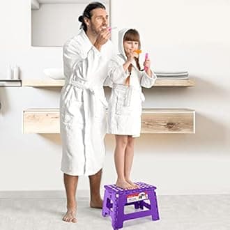 ACSTEP Folding Step Stool Portable Collapsible Plastic Step Stool, Foldable Step Stools, Non Slip Folding Stools for Kitchen Bathroom Bedroom (Purple)