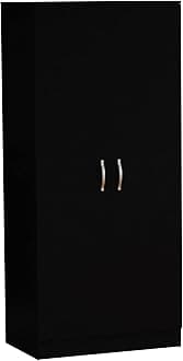 Vida Designs Riano Wardrobe, With Shelf & Hanging Rail Bedroom Storage Furniture (Black, 2 Door)