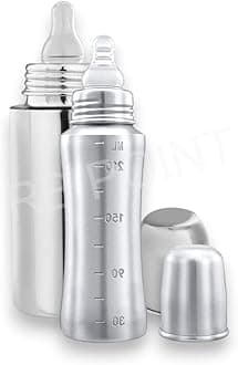 Pack of 2 Stainless Steel Baby Feeding Bottle for Kids/Steel Feeding Bottle for Milk and Baby Drinks Zero Percent Plastic No Leakage Rust Proof (240 ML Bottle)