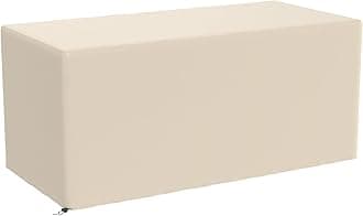 Patio Coffee Table Cover, Waterproof Rectangular Outdoor Dining Table Cover with Adjustable Cord Lock 600D Heavy Duty Oxford Cloth (Khaki, 63"W x 30"D x 28"H-1Pack)