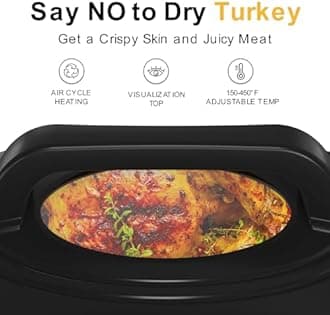 24QT Electric Roaster Oven, Electric Turkey Roaster with Viewing & Self-basting Lid, Stainless Steel Turkey Roaster Oven, Silver