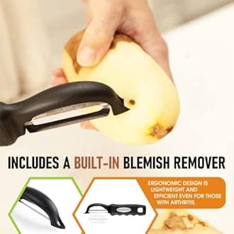 Spring Chef Premium Swivel Vegetable Peeler, Soft Grip Handle and Ultra Sharp Stainless Steel Blades - Perfect Kitchen Peeler For Veggie, Fruit, Potato, Carrot, Apple - Black - Set of 2