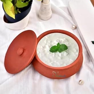 Organic Clay Dahi Haandi | Clay Handi | MItti ki Handi | Curd Pot Medium Size | Pot with Lid