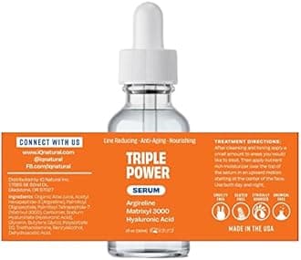 IQ Natural Argireline Matrixyl 3000 Peptide Serum with Pure Hyaluronic Acid Serum For Face - Anti Aging, Wrinkle Reducer, Skin Firming, Stimulate Collagen - Multi Peptides Face Serums, Made in the USA