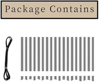 Commercial Patio Awning Top Replacement Fabric| 100% Polyester Sunshade Shelter with UV & Water-Resistant Fabric for Deck, Balcony, Yard, Coffee,Customizable(Gray White Stripes,11x6.5ft)