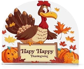 Napkin Holder, Clear Acrylic Paper Napkin Holders Autumn Fall Thanksgiving Turkey Pumpkin Tissue Box Dispenser Stand Tabletop Space Saver Upright Napkin Towel Holders for Kitchen Restaurant Home Decor