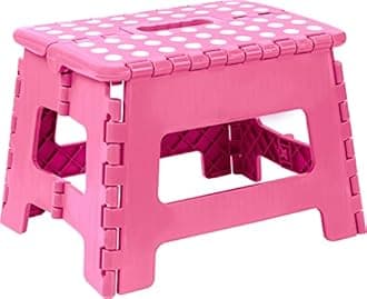 Utopia Home Folding Step Stool 9 Inch, Portable Anti Slip Surface for Kids and Adults, Heavy Duty Folding Stool with Carrying Handle, 300 lbs Load Capacity, Pack of 1, Pink