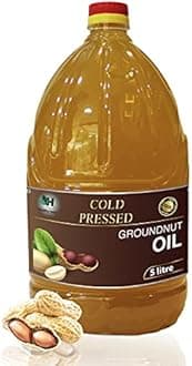 Healthy Roots 5L Cold Pressed Groundnut/Peanut Oil (Virgin, Chekku/Ghani) - 5 Litre Wood Pressed Groundnut Oil for cooking